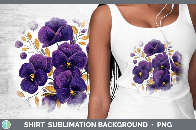 Violet Flowers 01 Embroidery Shirt Sublimation Design