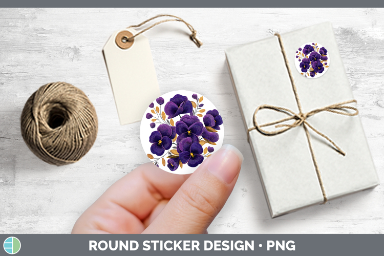 Violet Flowers 01 Embroidery Stickers Design