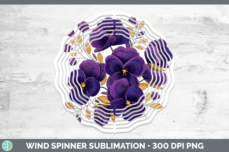 Violet Flowers 01 Embroidery Wind Spinner Sublimation Design