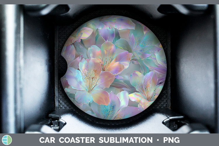Azalea Flowers 01 Holographic Car Coaster Sublimation Design