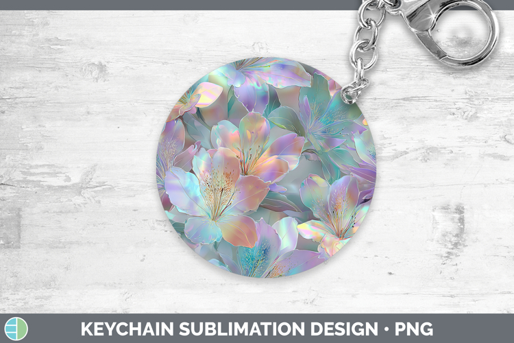 Azalea Flowers 01 Holographic Keychain Sublimation Design