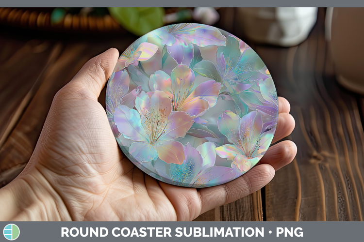 Azalea Flowers 01 Holographic Round Coaster Sublimation Desi
