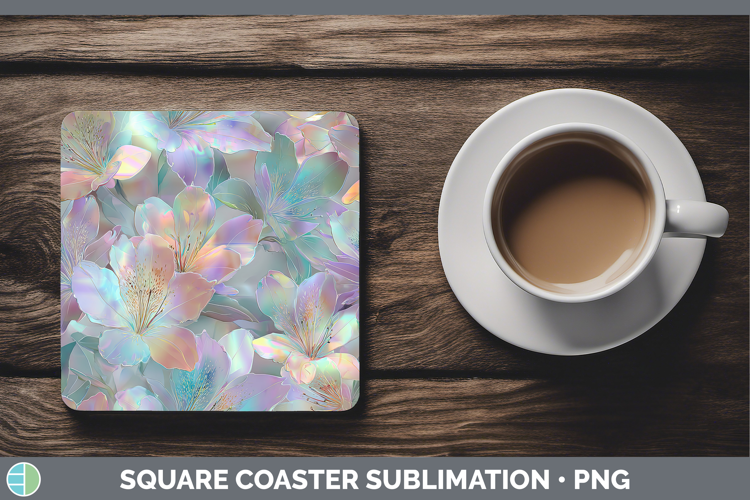 Azalea Flowers 01 Holographic Square Coaster Sublimation Des