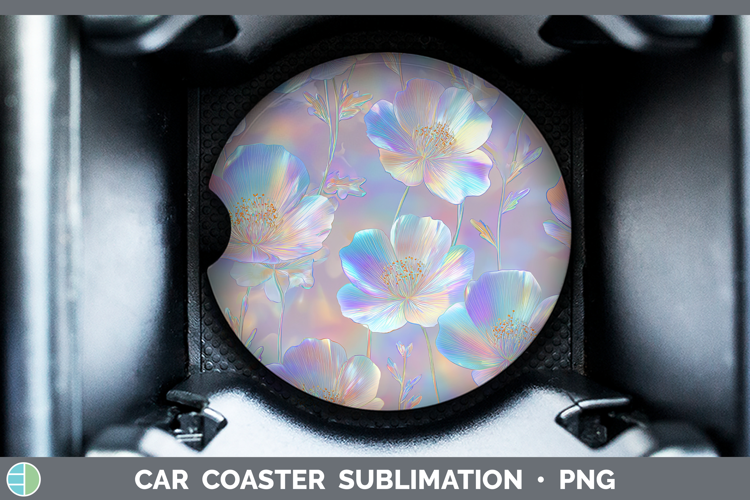 Buttercup Flowers 01 Holographic Car Coaster Sublimation Des