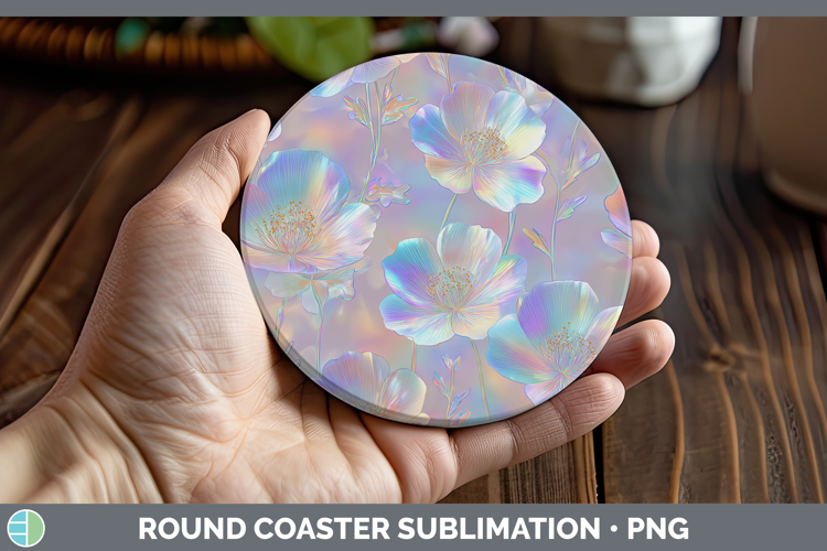 Buttercup Flowers 01 Holographic Round Coaster Sublimation D