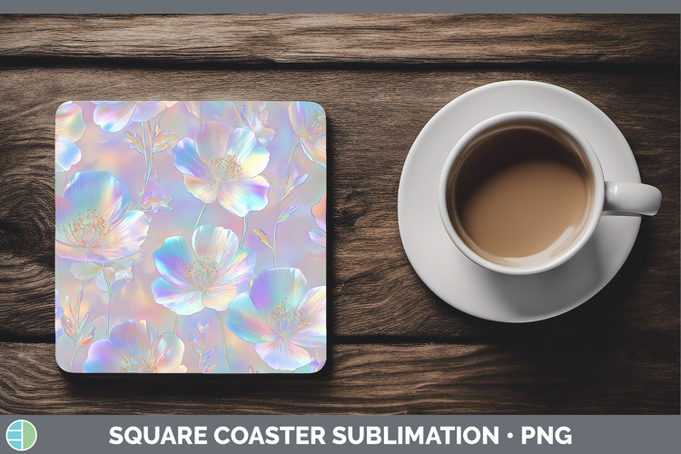 Buttercup Flowers 01 Holographic Square Coaster Sublimation