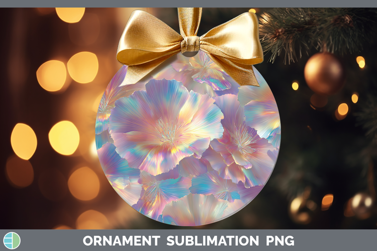 Carnation Flowers 01 Holographic Ornament Sublimation Design