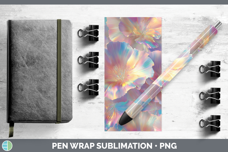 Carnation Flowers 01 Holographic Pen Wrap Sublimation Design