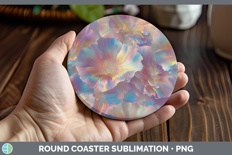 Carnation Flowers 01 Holographic Round Coaster Sublimation D
