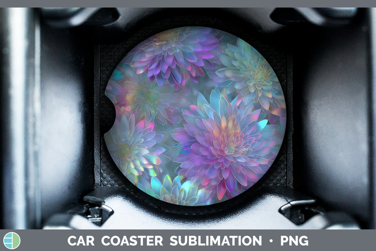 Chrysanthemum Flowers 01 Holographic Car Coaster Sublimation