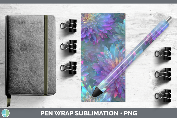 Chrysanthemum Flowers 01 Holographic Pen Wrap Sublimation De