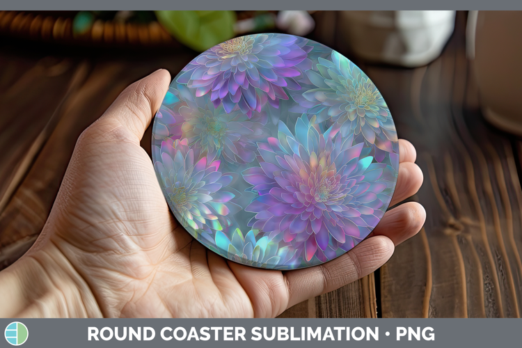 Chrysanthemum Flowers 01 Holographic Round Coaster Sublimati