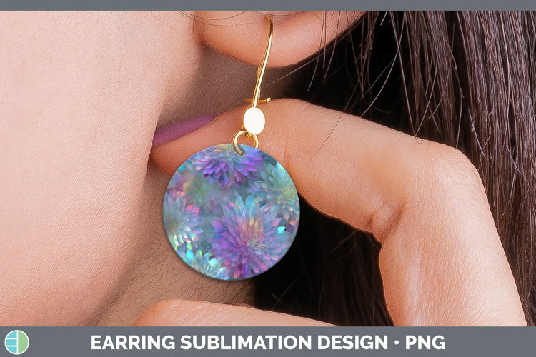 GorgeousFlowers 01 Holographic Round Earrings design.