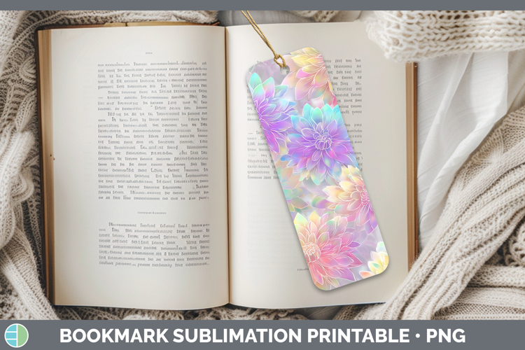 Dahlia Flowers 01 Holographic Bookmark Sublimation Design