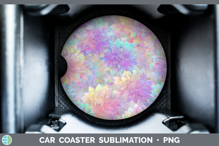 Dahlia Flowers 01 Holographic Car Coaster Sublimation Design