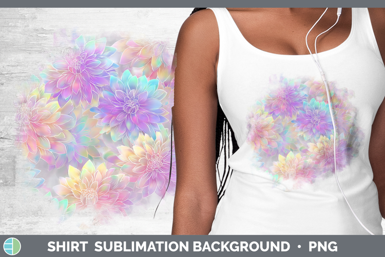 Dahlia Flowers 01 Holographic Shirt Sublimation Design
