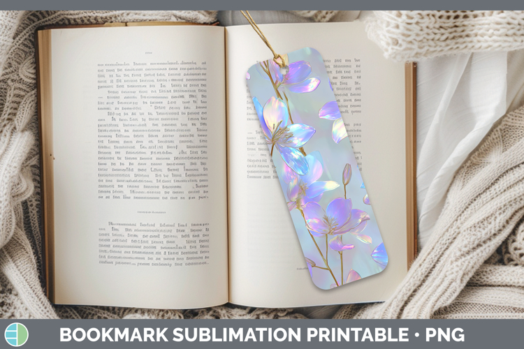 Delphinium Flowers 01 Holographic Bookmark Sublimation Desig