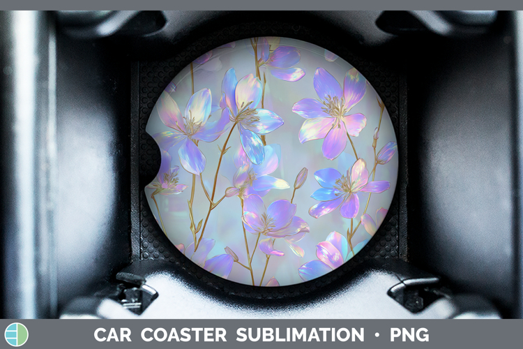 Delphinium Flowers 01 Holographic Car Coaster Sublimation De