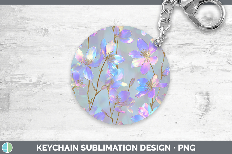 Delphinium Flowers 01 Holographic Keychain Sublimation Desig