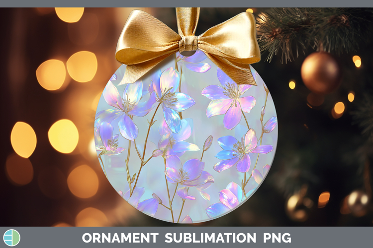 Delphinium Flowers 01 Holographic Ornament Sublimation Desig