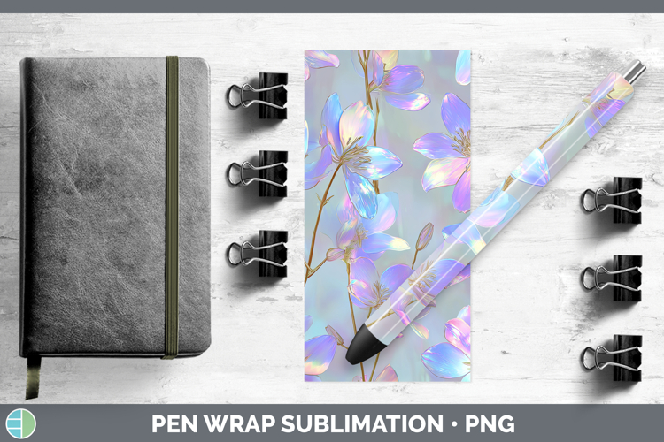 Delphinium Flowers 01 Holographic Pen Wrap Sublimation Desig