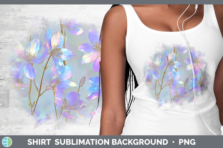 Delphinium Flowers 01 Holographic Shirt Sublimation Design