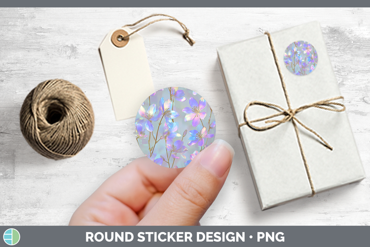 Delphinium Flowers 01 Holographic Stickers Design