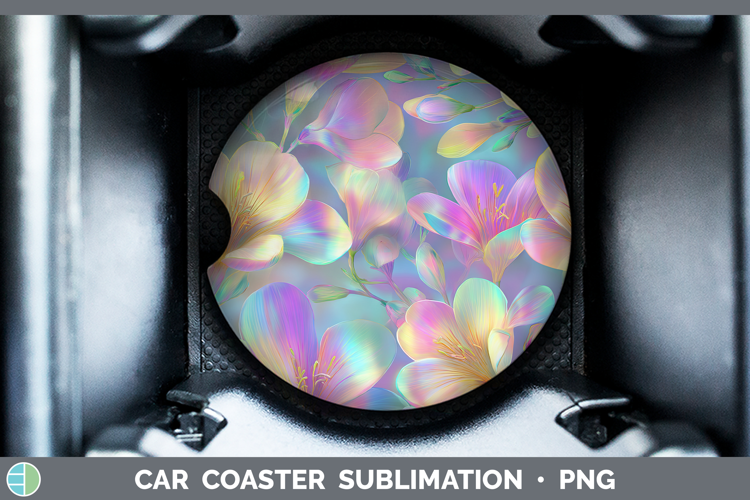 Freesia Flowers 01 Holographic Car Coaster Sublimation Desig