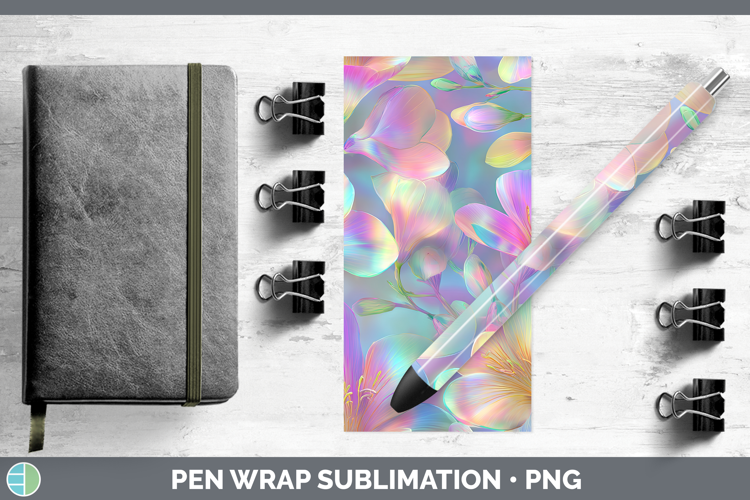 Freesia Flowers 01 Holographic Pen Wrap Sublimation Design