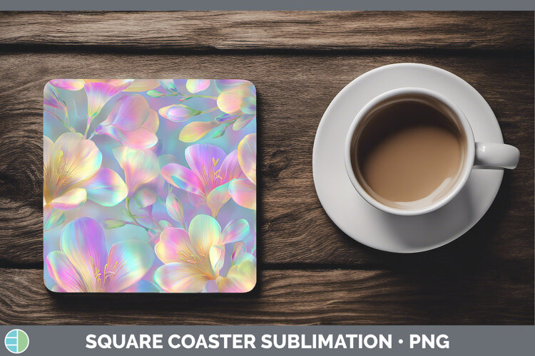GorgeousFlowers 01 Holographic Square Coaster design.