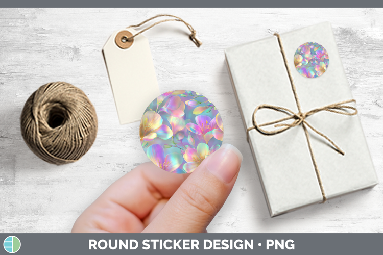 Freesia Flowers 01 Holographic Stickers Design