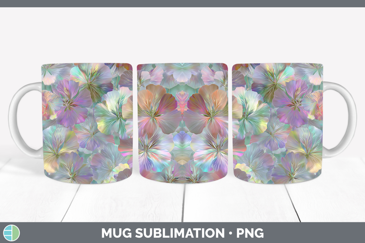 Geranium Flowers 01 Holographic Mug Wrap Sublimation Design