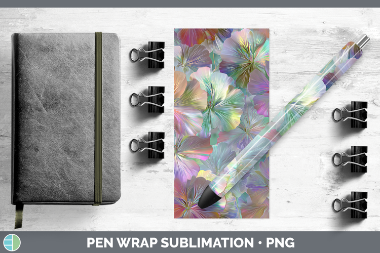Geranium Flowers 01 Holographic Pen Wrap Sublimation Design