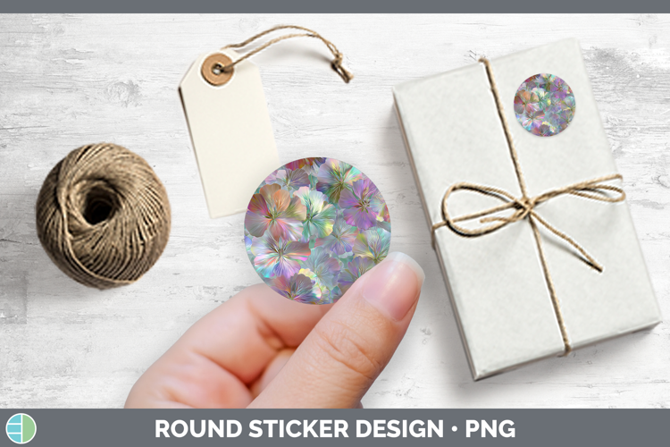 Geranium Flowers 01 Holographic Stickers Design