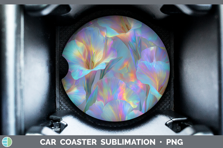 Gladiolus Flowers 01 Holographic Car Coaster Sublimation Des