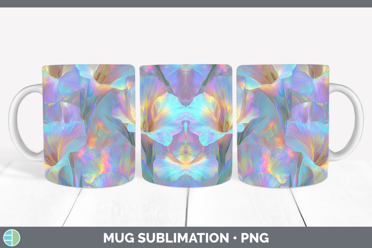 Gladiolus Flowers 01 Holographic Mug Wrap Sublimation Design