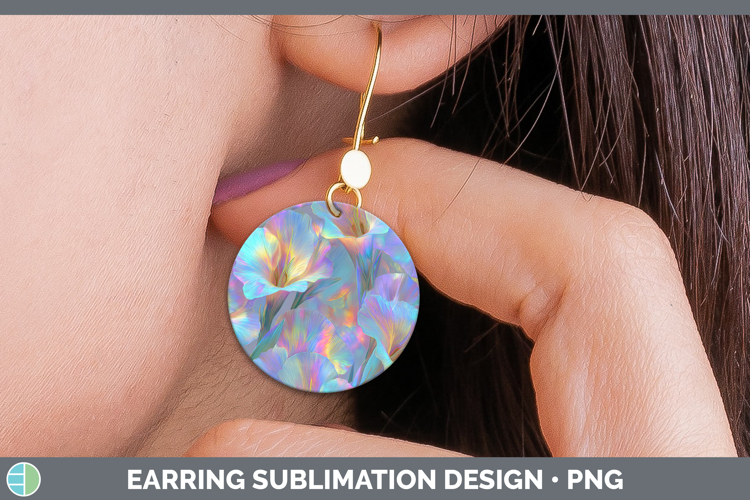 Gladiolus Flowers 01 Holographic Round Earrings Sublimation