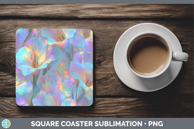 GorgeousFlowers 01 Holographic Square Coaster design.