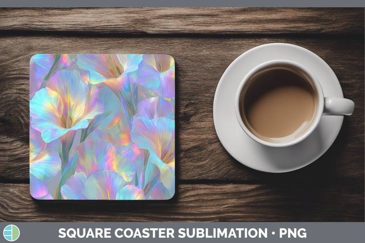 Gladiolus Flowers 01 Holographic Square Coaster Sublimation