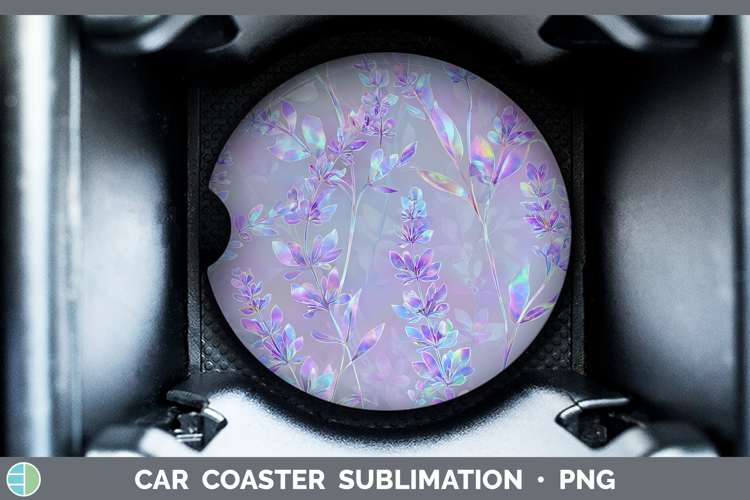 Lavender Flowers 01 Holographic Car Coaster Sublimation Desi