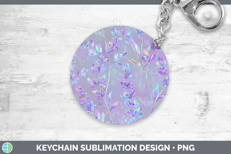 Lavender Flowers 01 Holographic Keychain Sublimation Design