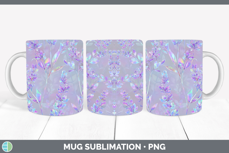 Lavender Flowers 01 Holographic Mug Wrap Sublimation Design