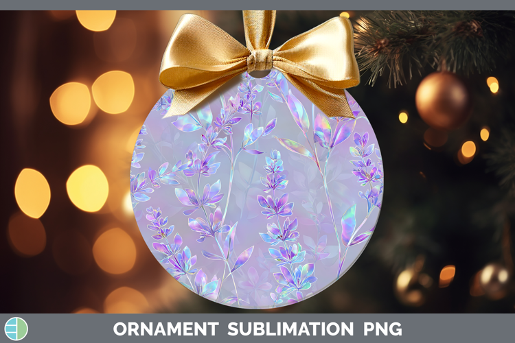 Lavender Flowers 01 Holographic Ornament Sublimation Design