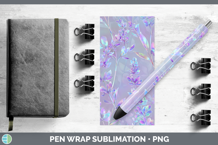 Lavender Flowers 01 Holographic Pen Wrap Sublimation Design