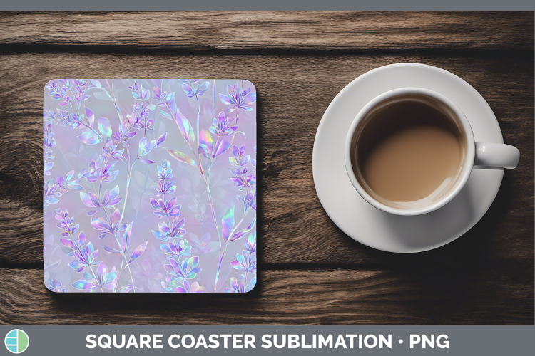 Lavender Flowers 01 Holographic Square Coaster Sublimation D