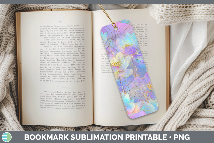 Lotus Flowers 01 Holographic Bookmark Sublimation Design
