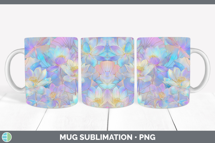 Lotus Flowers 01 Holographic Mug Wrap Sublimation Design