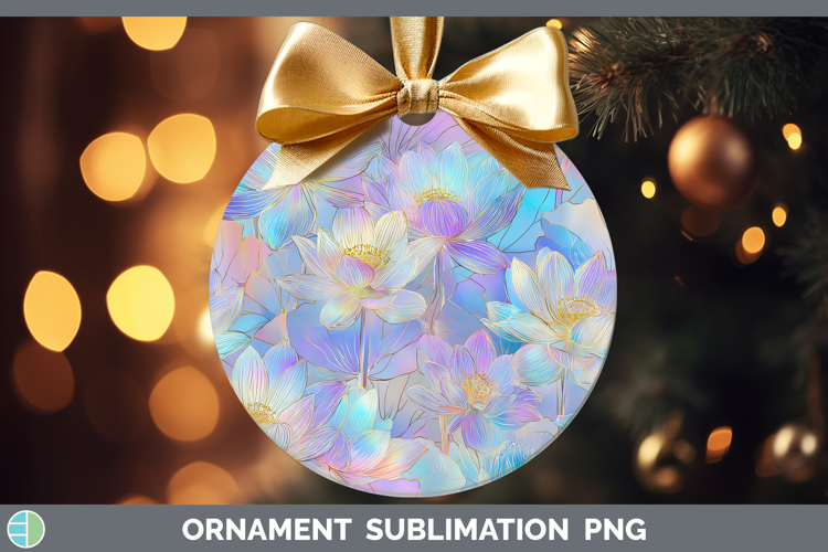 Lotus Flowers 01 Holographic Ornament Sublimation Design