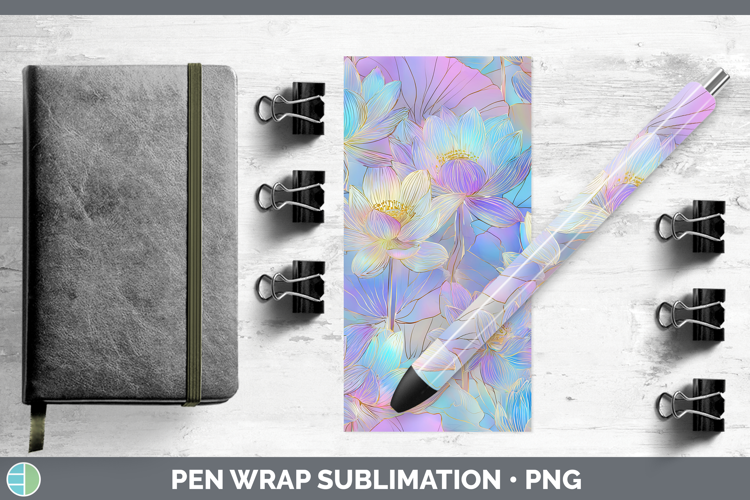 Lotus Flowers 01 Holographic Pen Wrap Sublimation Design