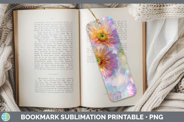 Marigold Flowers 01 Holographic Bookmark Sublimation Design